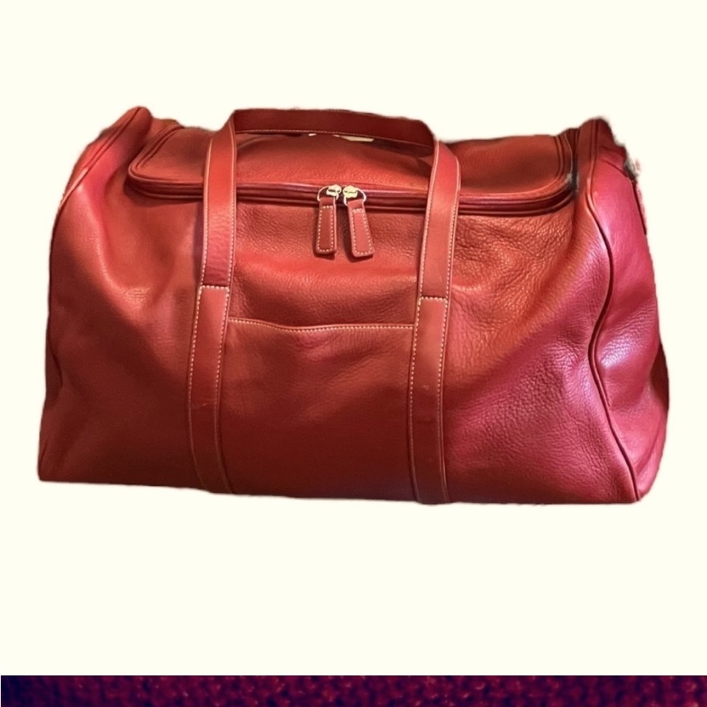 NWOT - Mila Paoli Red Pebbled Leather Weekender with Adjustable Shoulder Strap